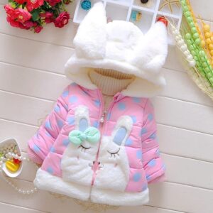 Girls Cute Cartoon Pattern Polka Dot Hooded Coat