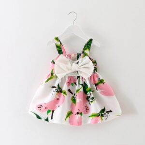 Kids Baby Girl Fashion Lemon Peach Pattern Slip Dress