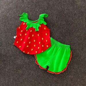 Kids Baby Girl Boy Fashion Watermelon Strawberry Tank Top Shorts Two Piece