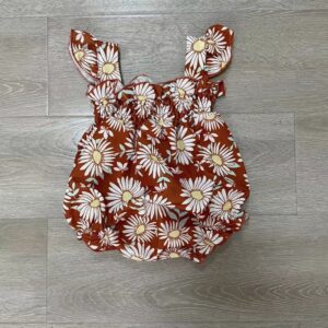 Baby Girls Pastoral Daisy All Over Print Sleeveless Romper