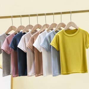 Kids Basic Solid Color Round Neck Short Sleeve Solid Color Loose T-Shirt