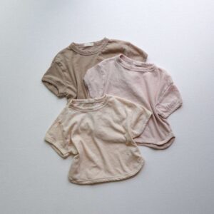 Kids Casual Round Neck Short-sleeved Solid Color Simple T-Shirt