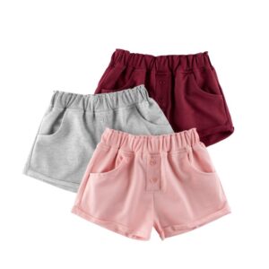 Kids Girls Basic Solid Color Casual Elastic Shorts