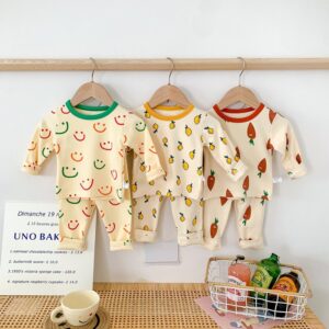 Baby Kids Girls Boy Pajamas Cute Print Long Sleeve Top And Pant Set