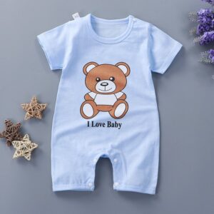 Baby Cute Cartoon Pattern Round Neck Short Sleeve Casual Romper