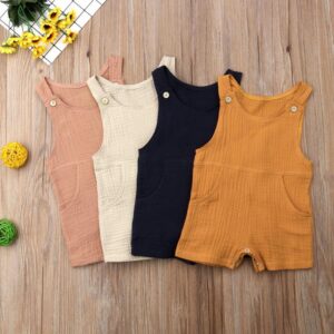 Baby Girls Simple Solid Color Sleeveless Romper