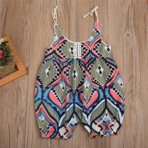 Baby Girls Bohemia Sleeveless All Over Print Romper