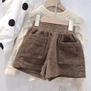 Girls Basic Solid Color Corduroy Shorts