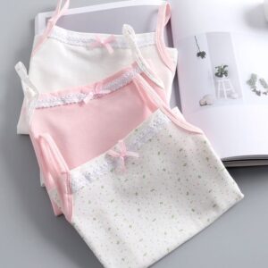 Girls Basic Bow Decor Lace Design Camisole