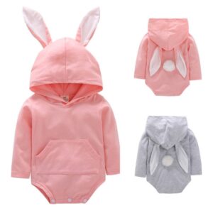 Kids Easter Cartoon Rabbit Ears Long-sleeved Romper
