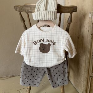 Baby Cute Cartoon Bear Long-sleeved Round Neck Casual Bottoming Shirt