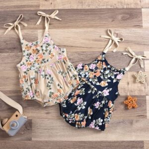 Baby Girls Cute Flower Sleeveless Romper
