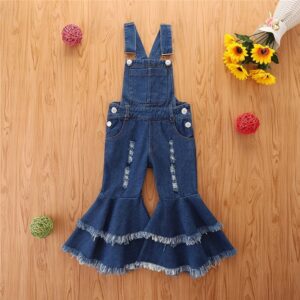 Girls Fashion Bohemia Hole Design Denim Flared Pants