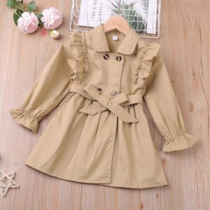Girls Edgy Solid Color Stringy Selvedge Double-breasted Coat