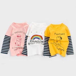 Girls Fashion Animal Pattern Striped Long-sleeves Sweatshirt