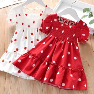 Girls Fashion Elastic Polka Dot Dress