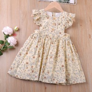 Girls Fashion Stringy Selvedge Sleeveless Floral Dress