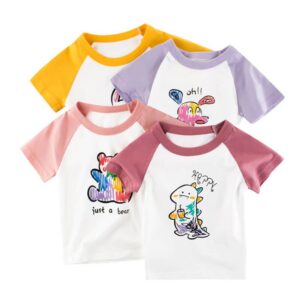 Girls Fashion Letter Cartoon Pattern Printed T-Shirt