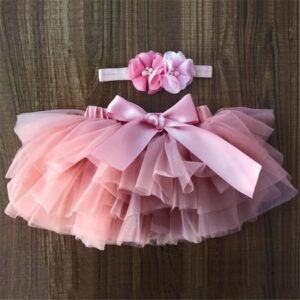 Baby Cute Mesh Fluffy Skirt With Headband Set