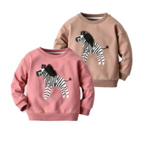 Fashion Girl Zebra Pattern Round Neck Sweatshirt