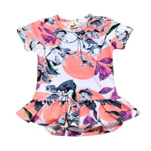 Cute Baby Infant Girl Floral Print Patchwork Bodysuit