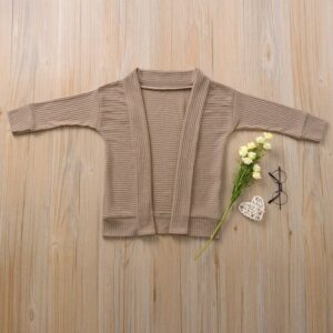 Boy Girl Kid Solid Color Long Sleeves Knitted Outerwear