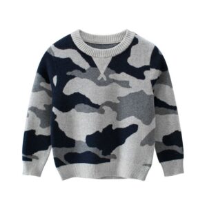Toddler Kid Boy Girl Camouflage Print Round Neck Knitted Sweater