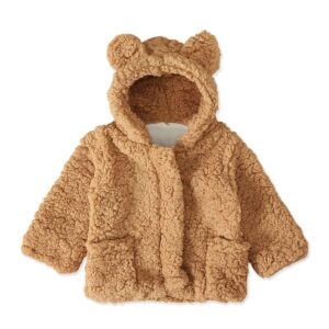 Cute Baby Pure Color Plush Bear Pattern Warm Outwear