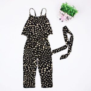 Kid Girl Heart Print Sleeveless Jumpsuit