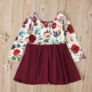 Fresh Style 1-5YGirl Floral Print Patchwork Dress