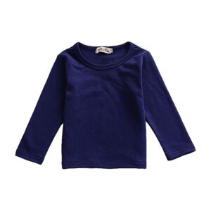 Girls Cotton Soild Color Long Sleeves Blank Basic Tops