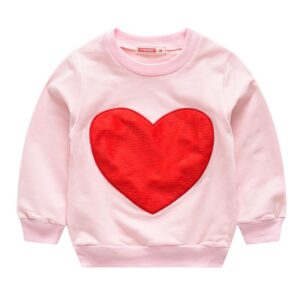 Hot Sale Girl Simple Heart-shape Pattern Design Long Sleeve Pullover Sweatshirt