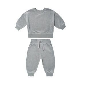 Kids Baby Unisex Autumn Winter Cute Casual Solid Color Long Sleeve Trousers Round Neck Set Romper