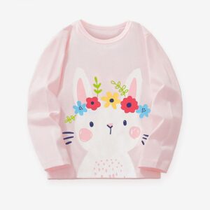 Kids Girls Autumn And Winter Cartoon Rabbit Printed Long Sleeve T-Shirt