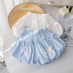 Little Girl Summer Solid Color Bow Sweet Shorts