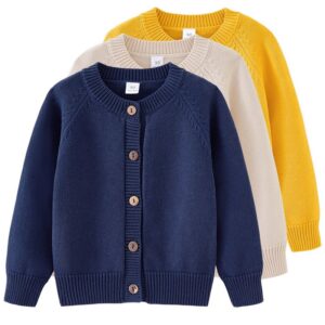 Kids Toddler Boys Girls Autumn Winter Casual Cute Solid Color Cardigan Knitted Long Sleeve Sweater
