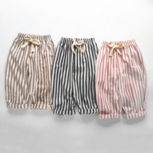 Kids Toddler Boys Girls Casual Versatile Stripe Linen Pants