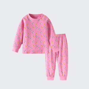 Kids Girls Fashion Casual Autumn Printed Long Sleeve Top Tight Pants Pajamas Two-Piece Set
