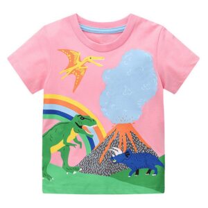 Kids Girl Cute Cartoon Printed Short-Sleeve T-Shirt