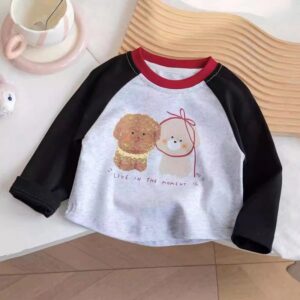 Kids Girl Fashion Cartoon Cute Spring And Autumn Color Block Long Sleeve T-Shirt