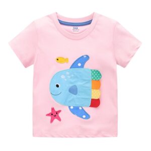Kids Girls Fashion Cartoon Cute Printed Short Sleeve T-Shirt