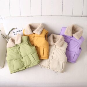 Kids Autumn And Winter Solid Color Sleeveless Fleece Vest
