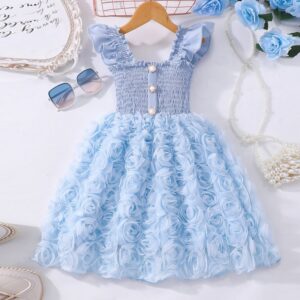 Girls Fashion Ruffled Mesh Dress