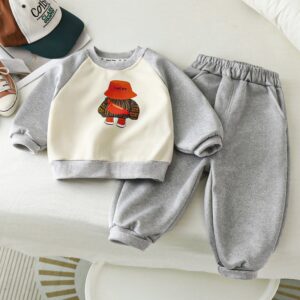 Autumn And Winter Children's Fashion Printed Sweatshirt And Sweatpants Two-Piece Set