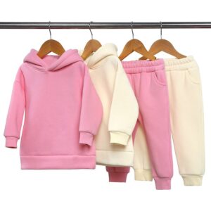 Kids Toddler Girls Boy Fashion Padded Autumn/Winter Pullover Hooded Sweater Pants Two-Piece Set