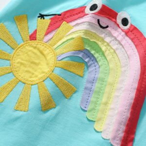 Kids Toddler Girls Casual Cute Rainbow Stripe Short Sleeve Dress