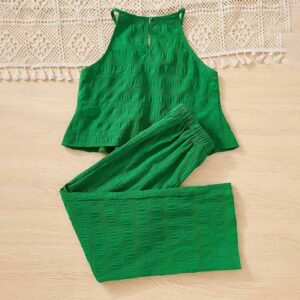 Kids Toddler Girls Casual Cute Solid Color Stripe Camisole Trousers Sets