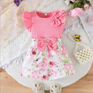 Girls Fashion Floral Butterfly Print Two-Piece Set