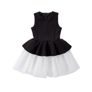 Girls Fashion Elegant Splicing Sleeveless Slim Fit Dress