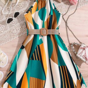 Girls Fashion Casual Printed Sleeveless Loose Dress